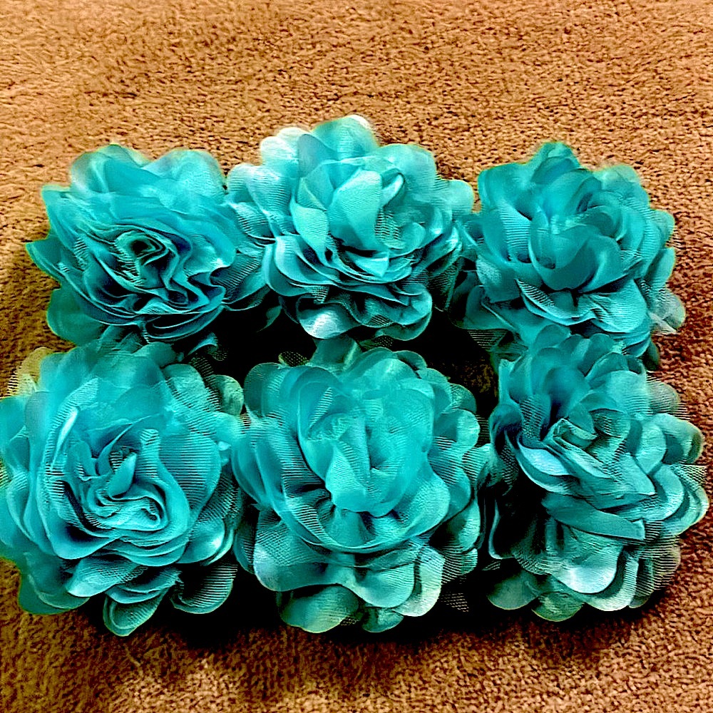 Light Blue Fabric Flower Accessory 6 for $12